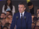 Emmanuel Macron lors de son allocution sur le Champ-de-Mars (Paris)., le dimanche 24 avril 2022, après sa réélection à l'élection présidentielle.
